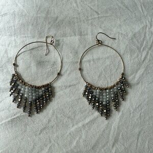 Elegant Fringe Hoop Earrings with Beaded Accents